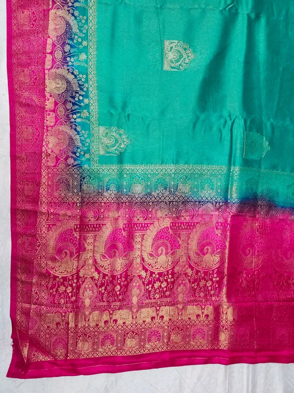 Pink_And_Teal_Silk_Saree_For_Women