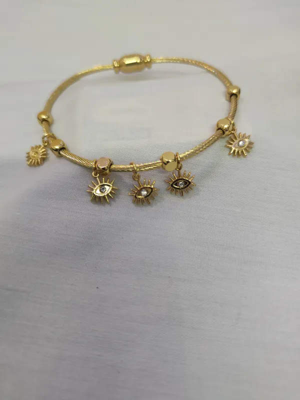 Gold_Stainless_Steel_Anti_Tarnish_Eye_Charm_Bracelet_For_Women