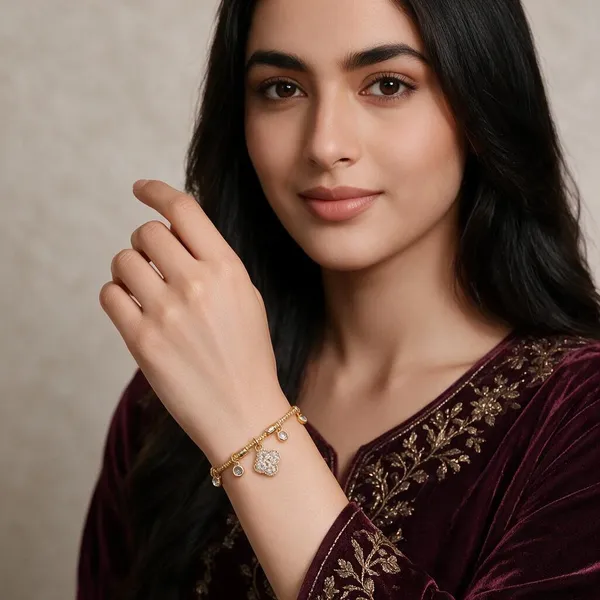 Gold_Stainless_Steel_Charm_Bracelet_For_Women