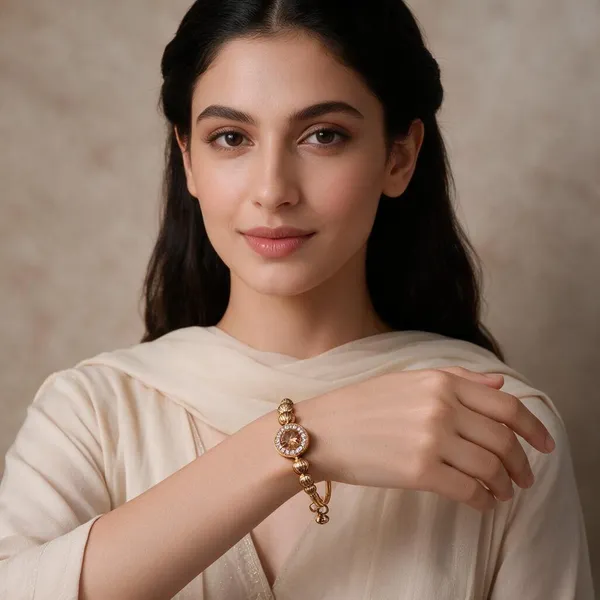 Gold_Stainless_Steel_Embellished_Bracelet_For_Women