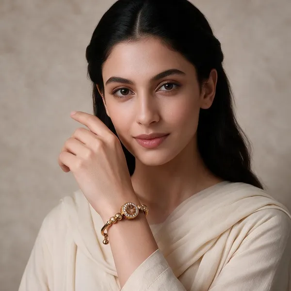 Gold_Stainless_Steel_Embellished_Bracelet_For_Women