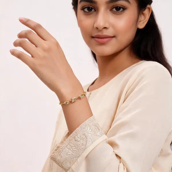Gold_Stainless_Steel_Floral_Bracelet_For_Women