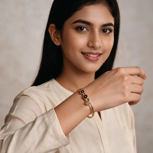 Gold_Stainless_Steel_Anti_Tarnish_Open_Cuff_Charm_Bracelet_For_Women