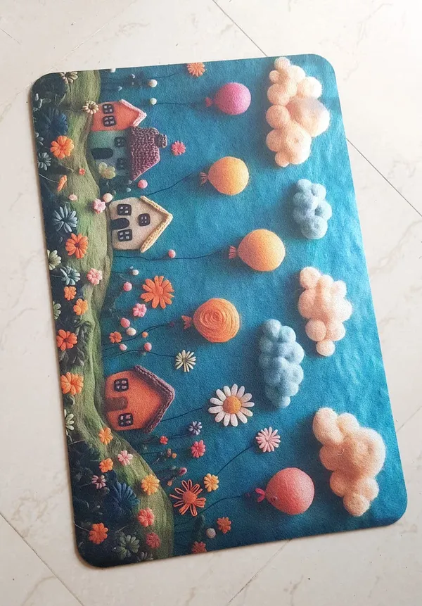 Rubber_Floral_House_Print_Blue_Floor_Mat