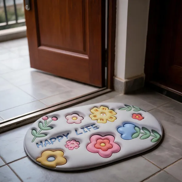 Rubber_Floral_Happy_Life_Print_Decorative_Door_Mat