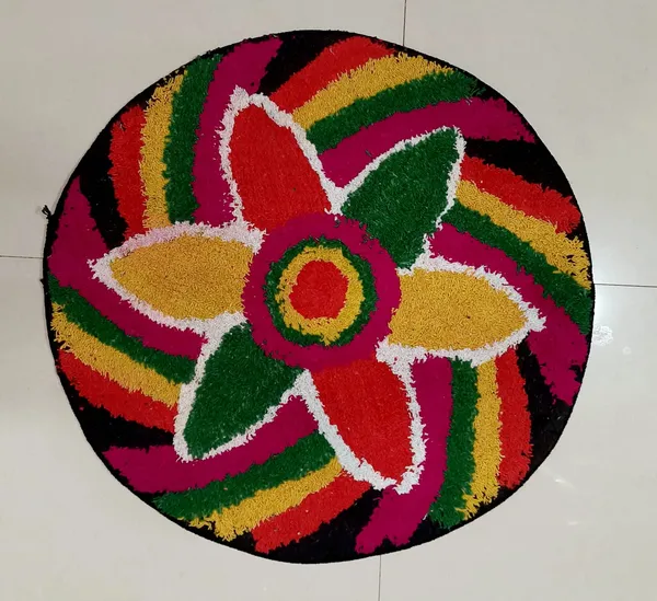 Cotton_Tufted_Floral_Print_Multicolor_Round_Rug