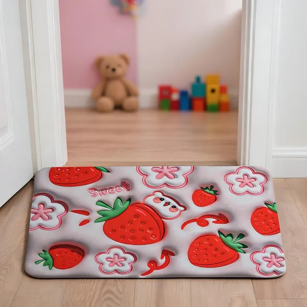 Rubber_Fruit_Strawberry_Print_Rectangular_Floor_Mat