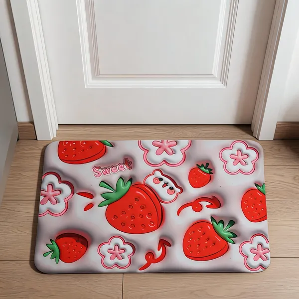 Rubber_Fruit_Strawberry_Print_Rectangular_Floor_Mat