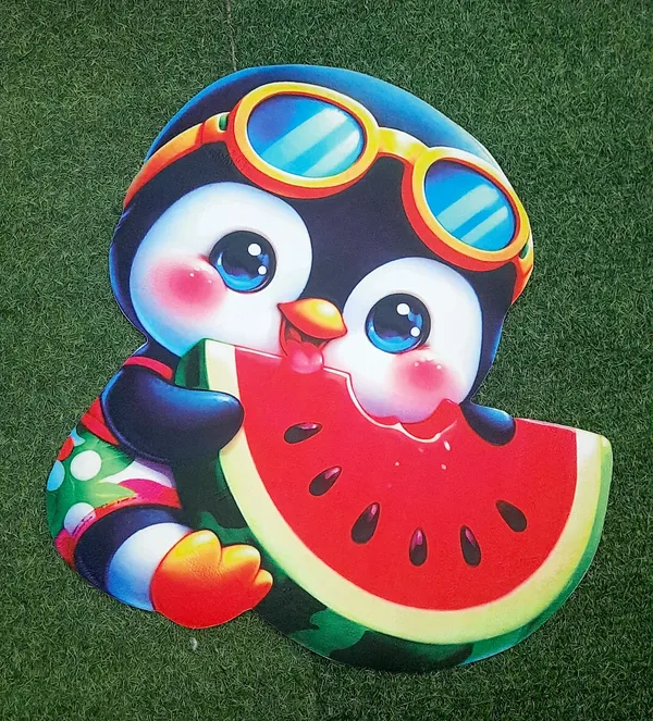 Rubber_Cartoon_Penguin_Watermelon_Print_Door_Mat