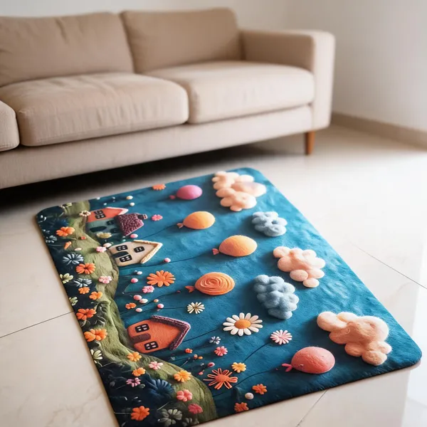 Rubber_Floral_House_Print_Blue_Floor_Mat