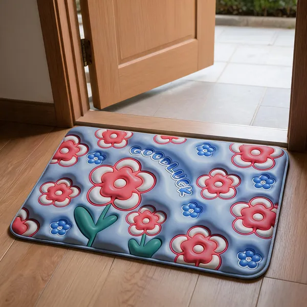 Rubber_Floral_Good_Luck_Print_Blue_Door_Mat