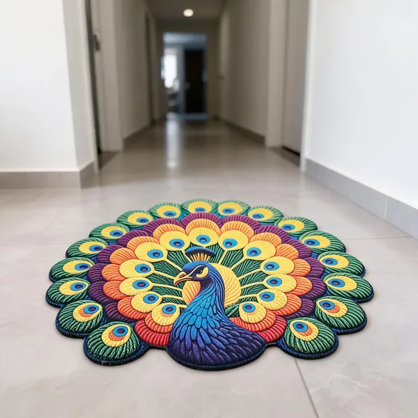 Rubber_Decorative_Peacock_Print_Round_Floor_Rug