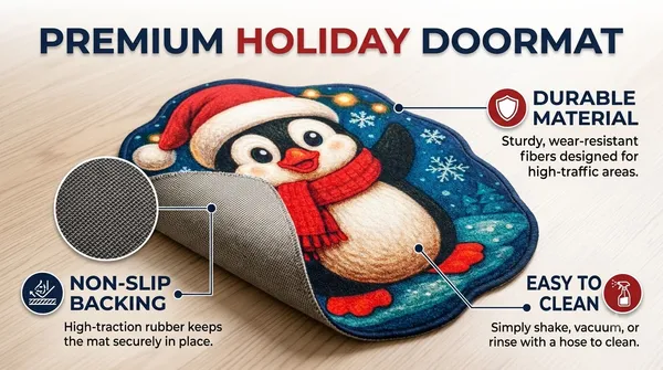 Rubber_Christmas_Penguin_With_Scarf_Print_Decorative_Door_Mat_Pack_Of_2