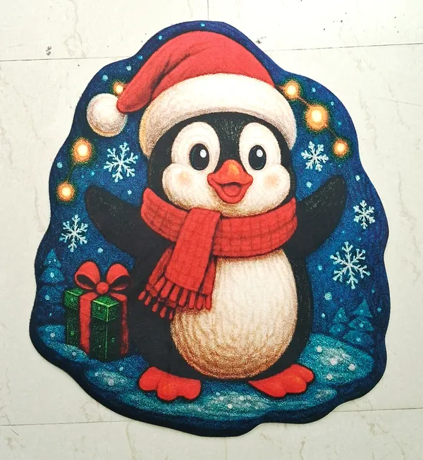 Rubber_Christmas_Penguin_With_Scarf_Print_Decorative_Door_Mat_Pack_Of_2