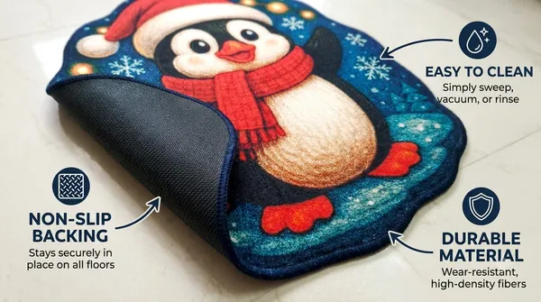 Rubber_Christmas_Penguin_With_Scarf_Print_Decorative_Door_Mat_Pack_Of_2