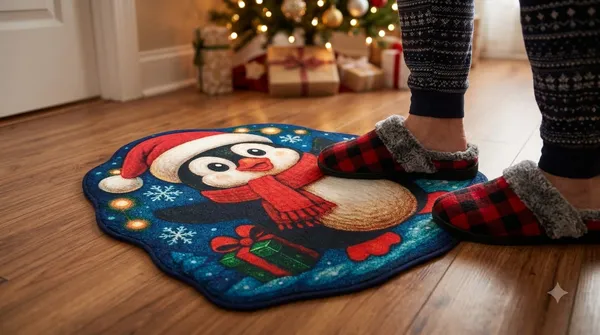 Rubber_Christmas_Penguin_With_Scarf_Print_Decorative_Door_Mat_Pack_Of_2