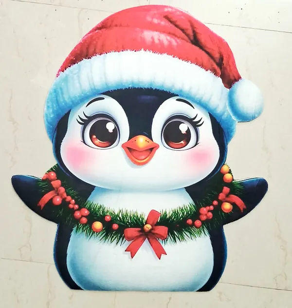 Rubber_Christmas_Penguin_With_Wreath_Print_Decorative_Door_Mat_Pack_Of_2