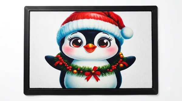 Rubber_Christmas_Penguin_With_Wreath_Print_Decorative_Door_Mat_Pack_Of_2