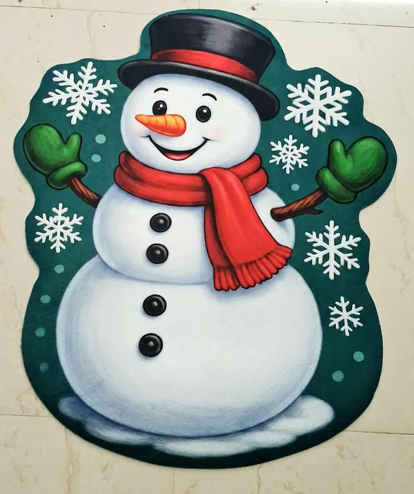 Rubber_Christmas_Snowman_Print_Decorative_Door_Mat_Pack_Of_2
