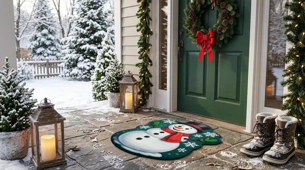 Rubber_Christmas_Snowman_Print_Decorative_Door_Mat_Pack_Of_2