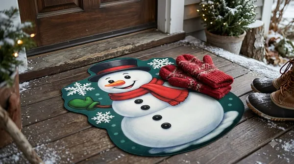 Rubber_Christmas_Snowman_Print_Decorative_Door_Mat_Pack_Of_2