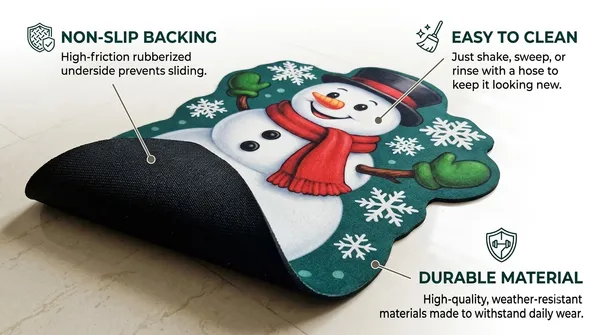 Rubber_Christmas_Snowman_Print_Decorative_Door_Mat_Pack_Of_2