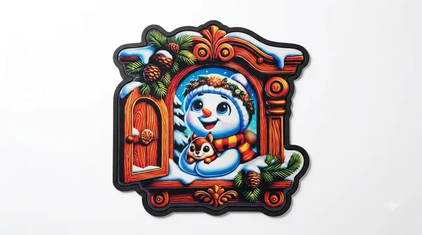 Rubber_Christmas_Snowman_Window_Print_Decorative_Door_Mat_Pack_Of_2