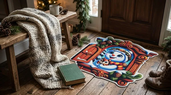 Rubber_Christmas_Snowman_Window_Print_Decorative_Door_Mat_Pack_Of_2