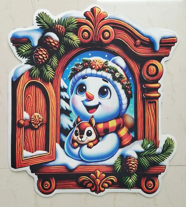 Rubber_Christmas_Snowman_Window_Print_Decorative_Door_Mat_Pack_Of_2