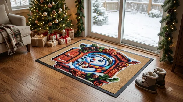Rubber_Christmas_Snowman_Window_Print_Decorative_Door_Mat_Pack_Of_2