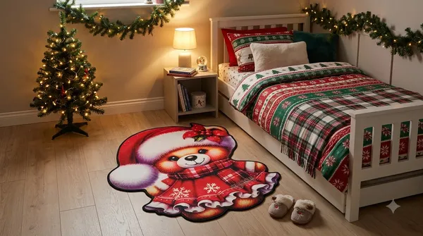 Rubber_Christmas_Teddy_Bear_Santa_Print_Decorative_Door_Mat_Pack_Of_2