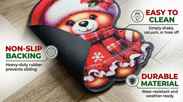 Rubber_Christmas_Teddy_Bear_Santa_Print_Decorative_Door_Mat_Pack_Of_2