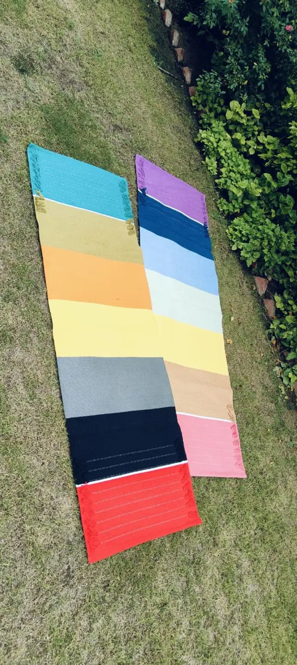 Handcrafted_Braided_Rope_Cotton_Yoga_Mat_with_Tassels_-_Rainbow_Multi_Color_Block_(23"_x_72",_1.3_Kg)