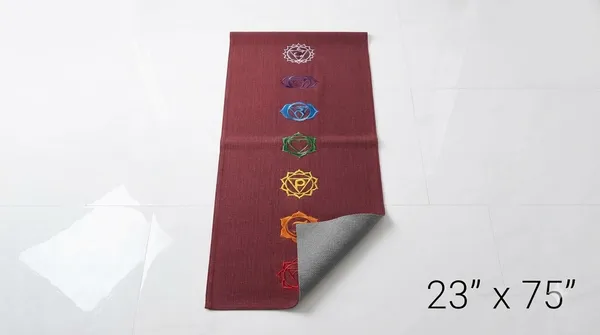 Premium_7_Chakra_Cotton_Anti-Skid_Yoga_Mat_-_Deep_Maroon_(23"_x_75",_1.8_Kg)