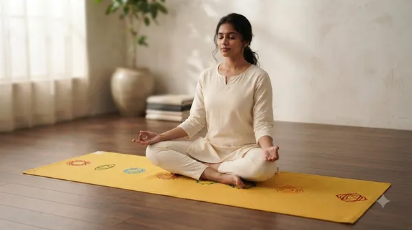 Premium_7_Chakra_Cotton_Anti-Skid_Yoga_Mat_-_Mustard_Yellow_(23"_x_75",_1.8_Kg)