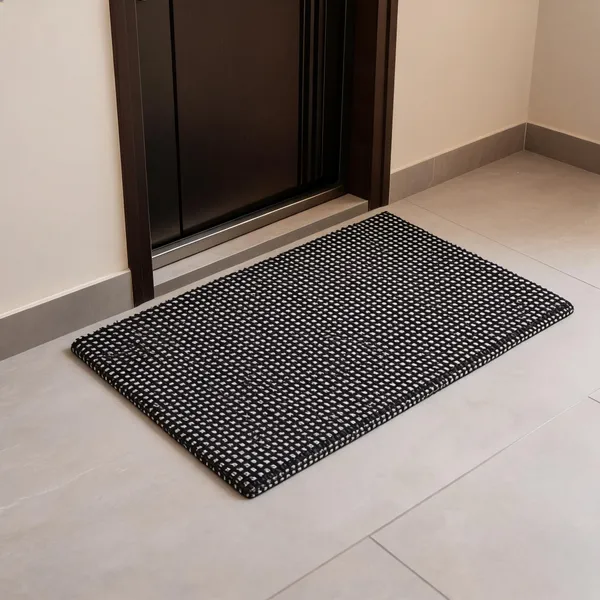 Cotton_Textile_Checkered_Black_Grey_Door_Mat_Pack_Of_2