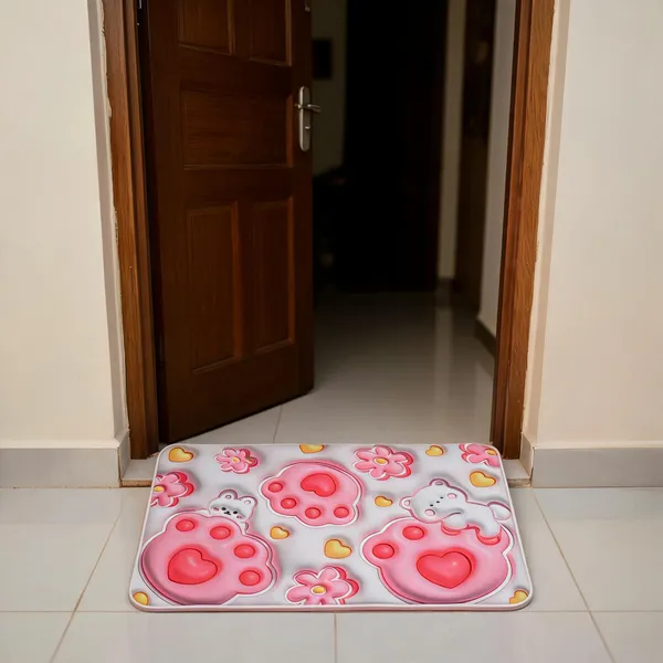 Rubber_Cartoon_Teddy_Bear_Print_Pink_Door_Mat