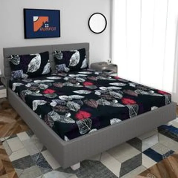 Polyester_Double_Fitted_Elastic_220_Tc_Floral_1_Bedsheet_With_2_Pillow_Covers