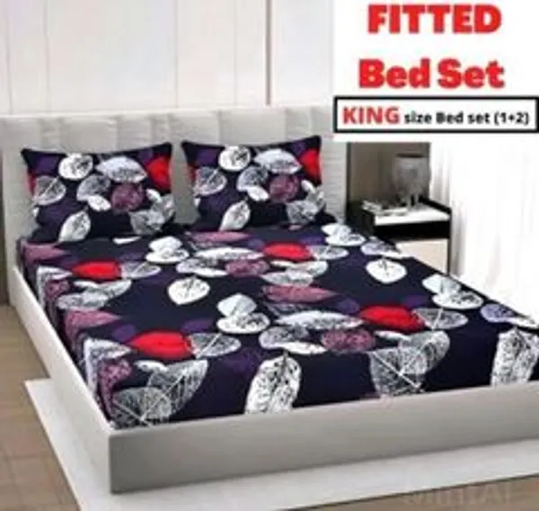 Microfiber_Double_Fitted_Elastic_160_Tc_Floral_1_Bedsheet_With_2_Pillow_Covers