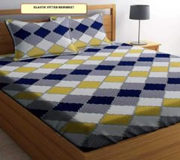 Microfiber_King_Fitted_Elastic_240_Tc_Striped_1_Bedsheet_With_2_Pillow_Covers
