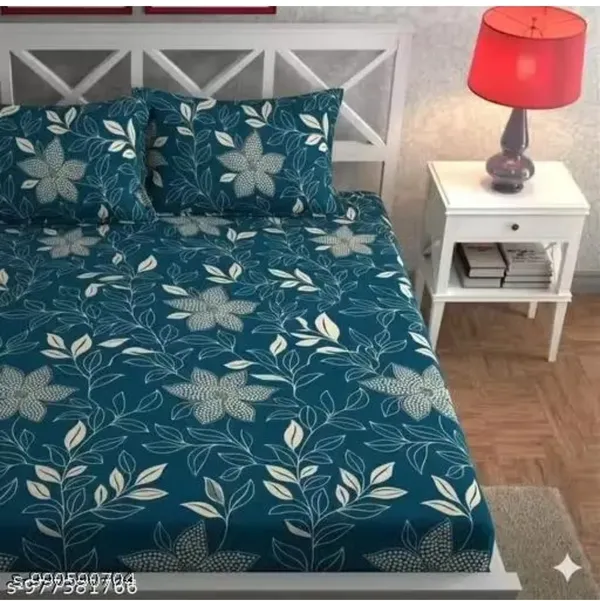 Teal_Floral_Print_Bedsheet_Set