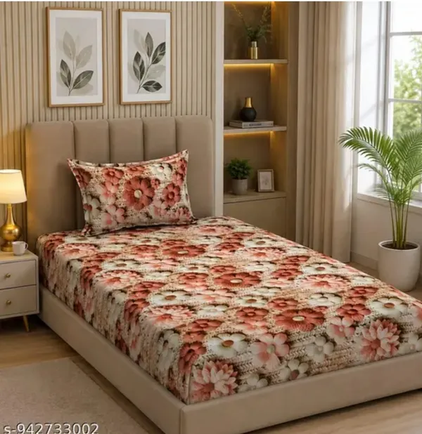 Floral_Print_Single_Bedsheet_With_Matching_Pillow_Cover