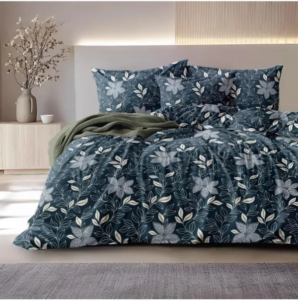 Blue_Floral_Print_King_Size_Bedsheet_Set