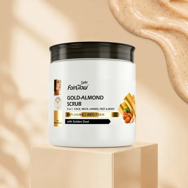 Corlin_FairGlow_Gold_Almond_Smoothening_Face_Scrub