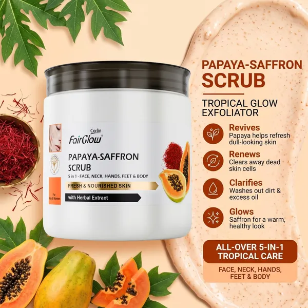 Corlin_FairGlow_Papaya_Saffron_Radiance_Face_Scrub
