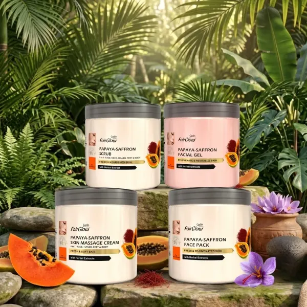 Corlin_Fairglow_Papaya_Saffron_Skincare_Combo_Scrub_Cream_Pack_Gel
