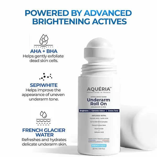 Aqueria_5.5%_АНА_ВНА_French_Underarm_Brightening_Roll_On_|_48H_Odour_Control_|_Aqua_Fragrance_with_2%_Niacinamide_|_Multi_Actives,_Glycolic_Acid,_Lactic_Acid_|_Prevents_Odor,_Kills_Bacteria_|_Exfoliates,_Reduces_Pigmentation_&_Discoloration_for_Even-Toned_Underarms_|_Brightens_Skin_&_Exfoliates_Underarm_|_Alcohol_&_Aluminium_Free_|_Deodorant_for_Men_&_Women_|_50ml