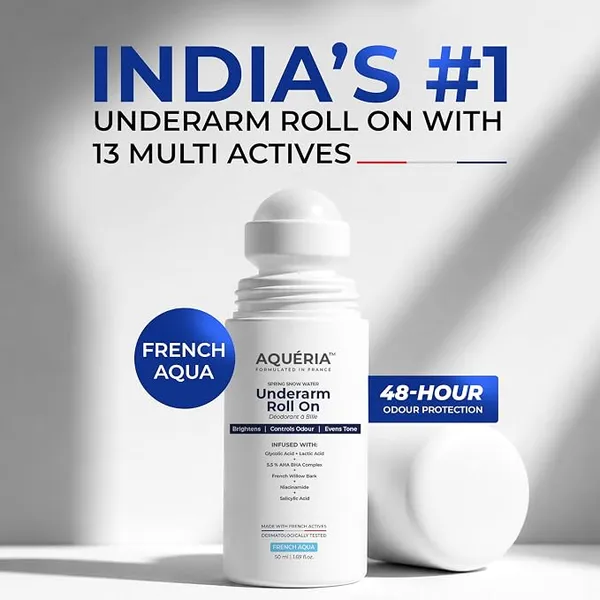 Aqueria_5.5%_АНА_ВНА_French_Underarm_Brightening_Roll_On_|_48H_Odour_Control_|_Aqua_Fragrance_with_2%_Niacinamide_|_Multi_Actives,_Glycolic_Acid,_Lactic_Acid_|_Prevents_Odor,_Kills_Bacteria_|_Exfoliates,_Reduces_Pigmentation_&_Discoloration_for_Even-Toned_Underarms_|_Brightens_Skin_&_Exfoliates_Underarm_|_Alcohol_&_Aluminium_Free_|_Deodorant_for_Men_&_Women_|_50ml