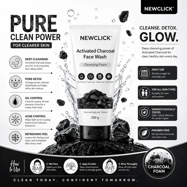 Newclick_Activated_Charcoal_Deep_Cleansing_Face_Wash_100Ml