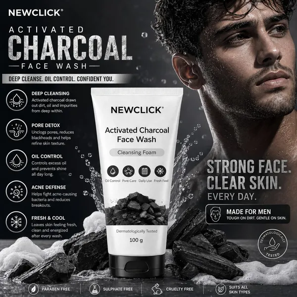 Newclick_Activated_Charcoal_Deep_Cleansing_Face_Wash_100Ml
